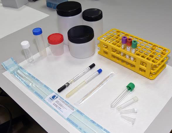 Equipment used when sampling horses with a suspicion of infectious disease
